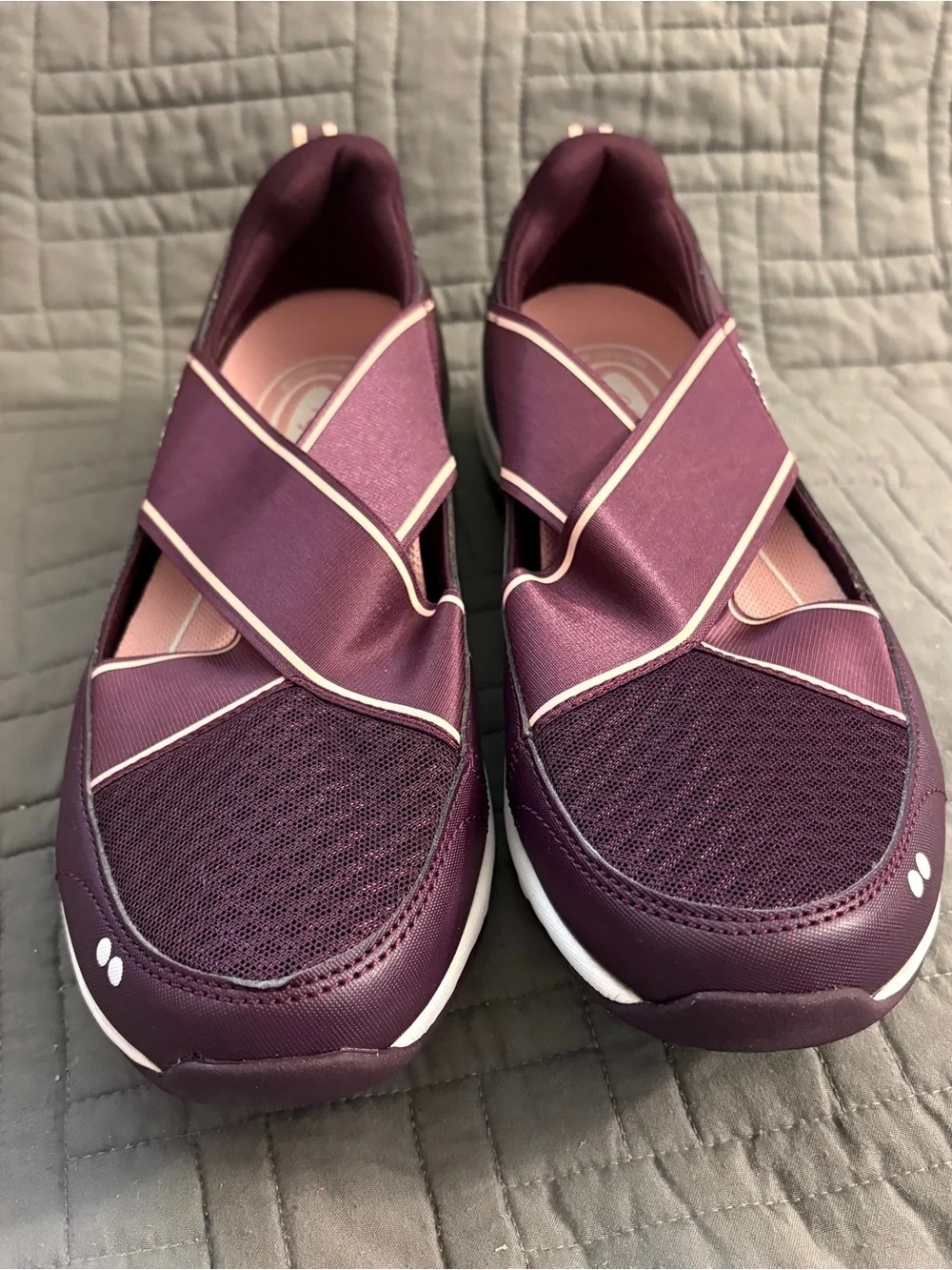 Ryka Women's Slip-On Athletic Shoe in Plum with Pink Trim